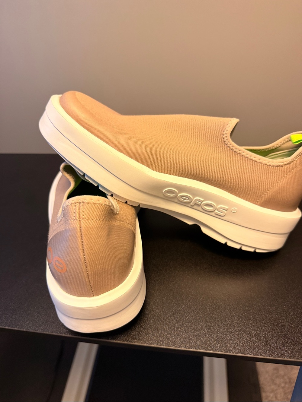 Oofos  Slip-On Canvas Sneakers in Tan - Picture 3 of 3